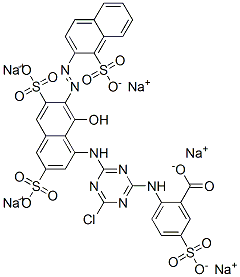 CAS#: 69723-90-6， Pentasodium 2-[[4-Chloro-6-[[8-Hydroxy-3,6-Disulphonato-7-[(1-Sulphonato-2-Naphthyl)Azo]-1-Naphthyl]Amino]-1,3,5-Triazin-2-Yl]Amino]-5-Sulphonatobenzoate