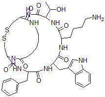 CAS#: 70706-79-5， Cyclo(Aminoheptanoic Acid-Cyclo(Cysteinyl-Phenylalanyl-D-Tryptophyl-Lysyl-Threonyl-Cysteinyl))