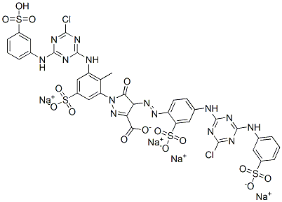 CAS#: 71113-18-3， Tetrasodium 4-[4-[[4-chloro-6-[(3-sulfonatophenyl)amino]-s-triazin-2-yl]amino]-2-sulfonato-phenyl]azo-1-[3-[[4-chloro-6-[(3-sulfophenyl)amino]-s-triazin-2-yl]amino]-2-methyl-5-sulfonato-phenyl]-5-keto-4H-pyrazole-3-carboxylate