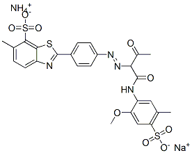 CAS#: 72705-24-9， Azanium Sodium 2-[4-[1-[(2-Methoxy-5-Methyl-4-Sulfonatophenyl)Amino]-1,3-Dioxobutan-2-Yl]Diazenylphenyl]-6-Methyl-1,3-Benzothiazole-7-Sulfonate