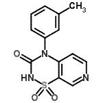 结构式 CAS# 72810-61-8, 4-(3-甲基苯基)-2H-吡啶并[4,3-e][1,2,4]噻二嗪-3(4H)-酮1,1-二氧化物