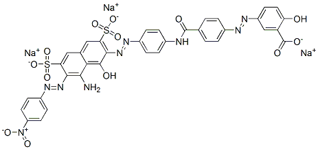 CAS 登录号：72829-14-2， 三钠(3Z)-3-[[4-[[4-[(2Z)-2-[8-氨基-7-(4-硝基苯基)偶氮-1-氧代-3,6-二磺酸萘-2-亚基]肼基]苯基]氨基甲酰]苯基]亚肼基]-6-氧代环己-1,4-二烯-1-羧酸盐