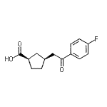 structure of CAS# 733740-38-0, (1R,3S)-3-[2-(4-Fluorophenyl)-2-oxoethyl]cyclopentanecarboxylic acid;cis-3-[2-<wbr>(4-fluoro<wbr>phenyl)-2<wbr>-oxoethyl<wbr>]cyclopen<wbr>tane-1-ca<wbr>rboxylic <wbr>acid