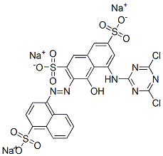 CAS#: 73398-41-1， Trisodium 5-[(4,6-Dichloro-1,3,5-Triazin-2-Yl)Amino]-4-Hydroxy-3-[(4-Sulphonato-1-Naphthyl)Azo]Naphthalene-2,7-Disulphonate