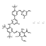 CAS 登录号：73455-11-5， 三钠4-[(4-{3-[(4-氨基-6-氯-1,3,5-三嗪-2-基)氨基]-4-磺酸苯基}-6-氯-1,3,5-三嗪-2-基)氨基]-6-[(5-氨基甲酰-1-乙基-2-羟基-4-甲基-6-氧代-1,6-二氢-3-吡啶基)偶氮]-1,3-苯二磺酸酯