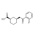 structure of CAS# 735275-36-2, (1R,3S)-3-[2-(2-Fluorophenyl)-2-oxoethyl]cyclohexanecarboxylic acid;cis-3-[2-<wbr>(2-fluoro<wbr>phenyl)-2<wbr>-oxoethyl<wbr>]cyclohex<wbr>ane-1-car<wbr>boxylic a<wbr>cid