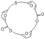 CAS#: 73823-25-3， 3,10,22,23,24-Pentaoxa-17-Thiatetracyclo(17.2.1.1(5,8).1(12,15))Tetracosa-5,7,12,14,19,21-Hexaene-2,11-Dione