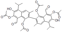 CAS 登录号：74032-65-8， [7-乙酰氧基-2-(1,7-二乙酰氧基-8-甲酰基-6-羟基-3-甲基-5-丙-2-基萘-2-基)-8-甲酰基-6-羟基-3-甲基-5-丙-2-基萘-1-基]乙酸酯