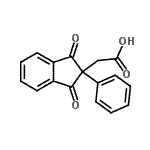 CAS 登录号：7443-02-9， (1,3-二氧代-2-苯基-2,3-二氢-1H-茚-2-基)乙酸