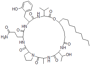 CAS#: 74758-64-8， 3-[6-(1-Hydroxyethyl)-18-[(2-Hydroxyphenyl)Methyl]-3-Methyl-12-Nonyl-2,5,8,14,17,20,23-Heptaoxo-15-Propan-2-Yl-13-Oxa-1,4,7,16,19,22-Hexazabicyclo[22.3.0]Heptacosan-21-Yl]Propanamide