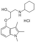 CAS 登录号：76410-33-8， 1-(环己基氨基)-3-(1,2,3-三甲基吲哚-4-基)氧基丙-2-醇盐酸盐