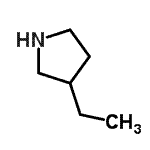 结构式 CAS# 7699-52-7, 3-乙基吡咯烷