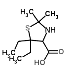 CAS#: 772284-67-0， 5,5-Diethyl-2,2-dimethyl-1,3-thiazolidine-4-carboxylic acid