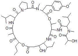 CAS#: 77327-06-1， N-[13-Butan-2-Yl-12-Hydroxy-20-[(4-Methoxyphenyl)Methyl]-6,17,21-Trimethyl-3-(2-Methylpropyl)-2,5,7,10,15,19,22-Heptaoxo-8-Propyl-9,18-Dioxa-1,4,14,21-Tetrazabicyclo[21.3.0]Hexacosan-16-Yl]-2-(2-Hydroxypropanoyl-Methylamino)-4-Methylpentanamide