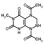 CAS#: 78105-49-4， 1,4-Diacetyl-6-methyl-2,3,4,8-tetrahydropyrimido[5,4-e][1,2,4]triazine-5,7(1H,6H)-dione