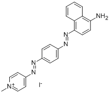 CAS 登录号：78474-85-8， 1-(4-氨基苯基偶氮)-4-[4-(N-甲基吡啶鎓偶氮)]萘碘化物