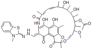 CAS#: 78768-62-4， (2S,16S,17S,18R,19R,20R,21S,22R,23S)-21-(Acetyloxy)-1,2-Dihydro-5,6,9,17,19-Pentahydroxy-23-Methoxy-2,4,12,16,18,20,22-Heptamethyl-1,11-Dioxo-2,7-(Epoxy[1,11,13]Pentadecatrienoimino)Naphtho[2,1-b]Furan-8-Carboxaldehyde [(2Z)-3-Methyl-2(3H)-Benzothiazolylidene]Hydrazone