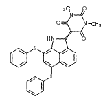 CAS#: 80019-21-2， 5-[6,8-Bis(phenylsulfanyl)benzo[cd]indol-2(1H)-ylidene]-1,3-dimethyl-2,4,6(1H,3H,5H)-pyrimidinetrione