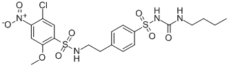 CAS#: 81514-35-4， N-[2-[4-[[[(Butylamino)Carbonyl]Amino]Sulfonyl]Phenyl]Ethyl]-5-Chloro-2-Methoxy-4-Nitro-Benzenesulfonamide