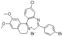 CAS#: 82808-82-0， 9,10-Dihydro-6-(p-bromophenyl)-3-chloro-12,13-dimethoxy-7H-Isoquino(2,1-d)(1,4)benzodiazepin-8-ium  bromide