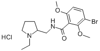 CAS 登录号：82935-24-8， 3-溴-N-[(1-乙基吡咯烷-1-鎓-2-基)甲基]-2,6-二甲氧基苯甲酰胺氯化物
