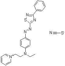 CAS 登录号：84000-78-2， 1-[2-(乙基{4-[(3-苯基-1,2,4-噻二唑-5-基)偶氮]苯基}氨基)乙基]吡啶鎓硫氰酸盐