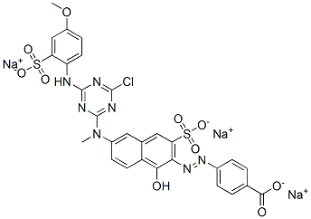 CAS#: 84045-66-9， Trisodium 4-[[6-[[4-Chloro-6-[(4-Methoxy-2-Sulphonatophenyl)Amino]-1,3,5-Triazin-2-Yl]Methylamino]-1-Hydroxy-3-Sulphonato-2-Naphthyl]Azo]Benzoate
