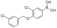 structure of CAS# 849062-26-6, B-[3-Chloro-4-[(3-chlorophenyl)methoxy]phenyl]-Boronic acid;3-CHLORO-4-(3'-CHLOROBENZYLOXY)PHENYLBO&
