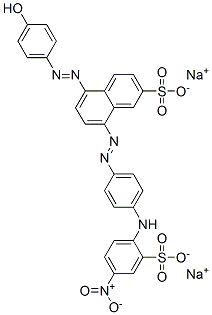 CAS 登录号：85283-58-5， 5-[(4-羟基苯基)偶氮]-8-[[4-[(4-硝基-2-磺酸基苯基)氨基]苯基]偶氮]萘-2-磺酸二钠