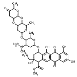 CAS#: 85819-82-5， Methyl 4-({4-(dimethylamino)-5-[(2,9-dimethyl-3-oxooctahydro-2H,5aH-dipyrano[2,3-b:4',3'-e][1,4]dioxin-7-yl)oxy]-6-methyltetrahydro-2H-pyran-2-yl}oxy)-2-ethyl-2,5,7,9-tetrahydroxy-6,11-dioxo-1,2,3,4,6 ,11-hexahydro-1-tetracenecarboxylate