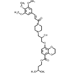 CAS#: 85851-95-2， 3-Methylbutyl 8-(2-hydroxy-3-{4-[(2E)-3-(3,4,5-trimethoxyphenyl)-2-propenoyl]-1-piperazinyl}propoxy)-2,3-dihydro-1,4-benzodioxine-5-carboxylate