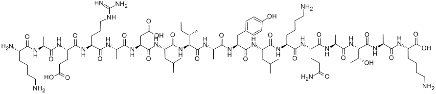 CAS#: 86579-06-8， H-Lys-Ala-Glu-Arg-Ala-Asp-Leu-Ile-Ala-Tyr-Leu-Lys-Gln-Ala-Thr-Ala-Lys-OH