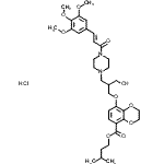 CAS#: 86580-12-3， 3-Methylbutyl 8-[3-hydroxy-2-({4-[(2E)-3-(3,4,5-trimethoxyphenyl)-2-propenoyl]-1-piperazinyl}methyl)propoxy]-2,3-dihydro-1,4-benzodioxine-5-carboxylate hydrochloride (1:1)