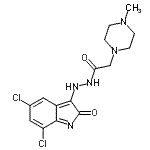 CAS 登录号：86873-26-9， N'-(5,7-二氯-2-氧代-2H-吲哚-3-基)-2-(4-甲基-1-哌嗪基)乙酰肼
