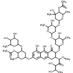 CAS 登录号：86917-63-7， 1-C-(7-{[4-O-乙酰基-2,6-二脱氧-3-O-(2,6-二脱氧吡喃己糖苷)己糖吡喃糖苷]氧基}-3-{[4-O-乙酰基-2,6-二脱氧-3-C-甲基己糖吡喃糖苷-(1->3)-2,6-二脱氧吡喃己糖苷-(1->3)-2,6-二脱氧吡喃己糖苷]氧基}-5,10-二羟基-4-氧代-1,2,3,4-四氢-2-蒽基)-5-脱氧-1-O-甲基戊-2-纤维骨架