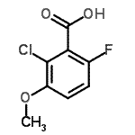 结构式 CAS# 886499-40-7, 2-氯-6-氟-3-甲氧基苯甲酸