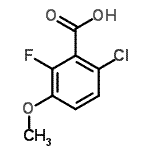 结构式 CAS# 886499-58-7, 6-氯-2-氟-3-甲氧基苯甲酸