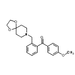 structure of CAS# 898755-82-3, [2-(1,4-Dioxa-8-azaspiro[4.5]dec-8-ylmethyl)phenyl](4-methoxyphenyl)methanone;2-[8-(1,4<wbr>-dioxa-8-<wbr>azaspiro[<wbr>4.5]decyl<wbr>)methyl]-<wbr>4'-methox<wbr>y benzoph<wbr>enone