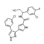 结构式 CAS# 933786-58-4, N-[1-(3-氯-4-氟苯基)-2-羟基乙基]-4-[4-(3-氯苯基)-1H-吡唑-5-基]-1H-吡咯-2-甲酰胺