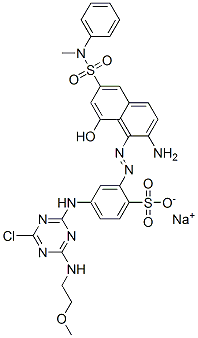 CAS#: 93776-59-1， Sodium 2-[[2-Amino-8-Hydroxy-6-[(Methylanilino)Sulphonyl]-1-Naphthyl]Azo]-4-[[4-Chloro-6-[(2-Methoxyethyl)Amino]-1,3,5-Triazin-2-Yl]Amino]Benzenesulphonate