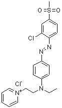 CAS#: 93965-06-1， 1-{2-[(4-{[2-Chloro-4-(methylsulfonyl)phenyl]diazenyl}phenyl)(ethyl)amino]ethyl}pyridinium chloride