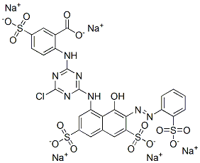 CAS#: 94006-25-4， Pentasodium 2-[[4-Chloro-6-[[8-Hydroxy-3,6-Disulphonato-7-[(2-Sulphonatophenyl)Azo]-1-Naphthyl]Amino]-1,3,5-Triazin-2-Yl]Amino]-5-Sulphonatobenzoate