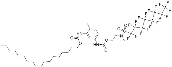 CAS 登录号：94313-84-5， (Z)-十八碳-9-烯基 [5-[[[2-[[(全氟辛基)磺酰基]甲基氨基]乙氧基]羰基]氨基]邻甲苯基]氨基甲酸酯