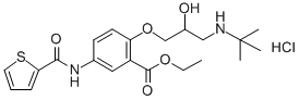 CAS 登录号：97067-66-8， 2-[3-[叔丁基氨基]-2-羟基丙氧基]-5-[(2-噻吩基羰基)氨基]-苯甲酸乙酯盐酸盐(1:1)