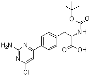 结构式 CAS# 1033804-86-2, (S)-3-[4-(2-氨基-6-氯嘧啶-4-基)苯基]-2-[(叔丁氧羰基)氨基]丙酸