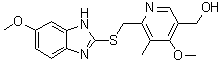 4-Methoxy-6-[[(6-methoxy-1H-benzimidazol-2-yl)thio]methyl]-5-methyl-3-pyridinemethanol molecular structure (CAS 103876-99-9)