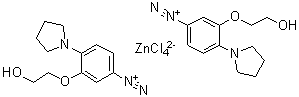 Bis[3-(2-hydroxyethoxy)-4-(1-pyrrolidinyl)benzenediazonium] tetrachlorozincate molecular structure (CAS 105185-95-3)