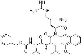 N-[(Phenylmethoxy)carbonyl]-L-valyl-L-leucyl-N-(4-methoxy-2-naphthalenyl)-L-argininamide molecular structure (CAS 105317-35-9)