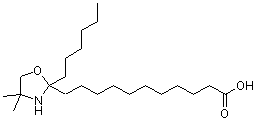 2-Hexyl-4,4-dimethyl-2-oxazolidineundecanoic acid molecular structure (CAS 106264-99-7)