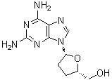 2,6-Diamino-2',3'-dideoxypurine-9-ribofuranoside molecular structure (CAS 107550-73-2)